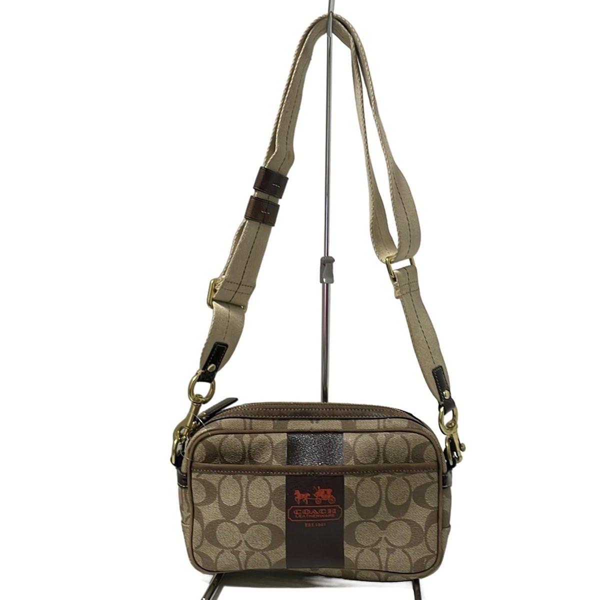 極美品 COACH ショルダーバッグ ヘリテージストライプ キャンバス 極美品 COACH ショルダーバッグ ヘリテージストライプ キャンバス 楽天