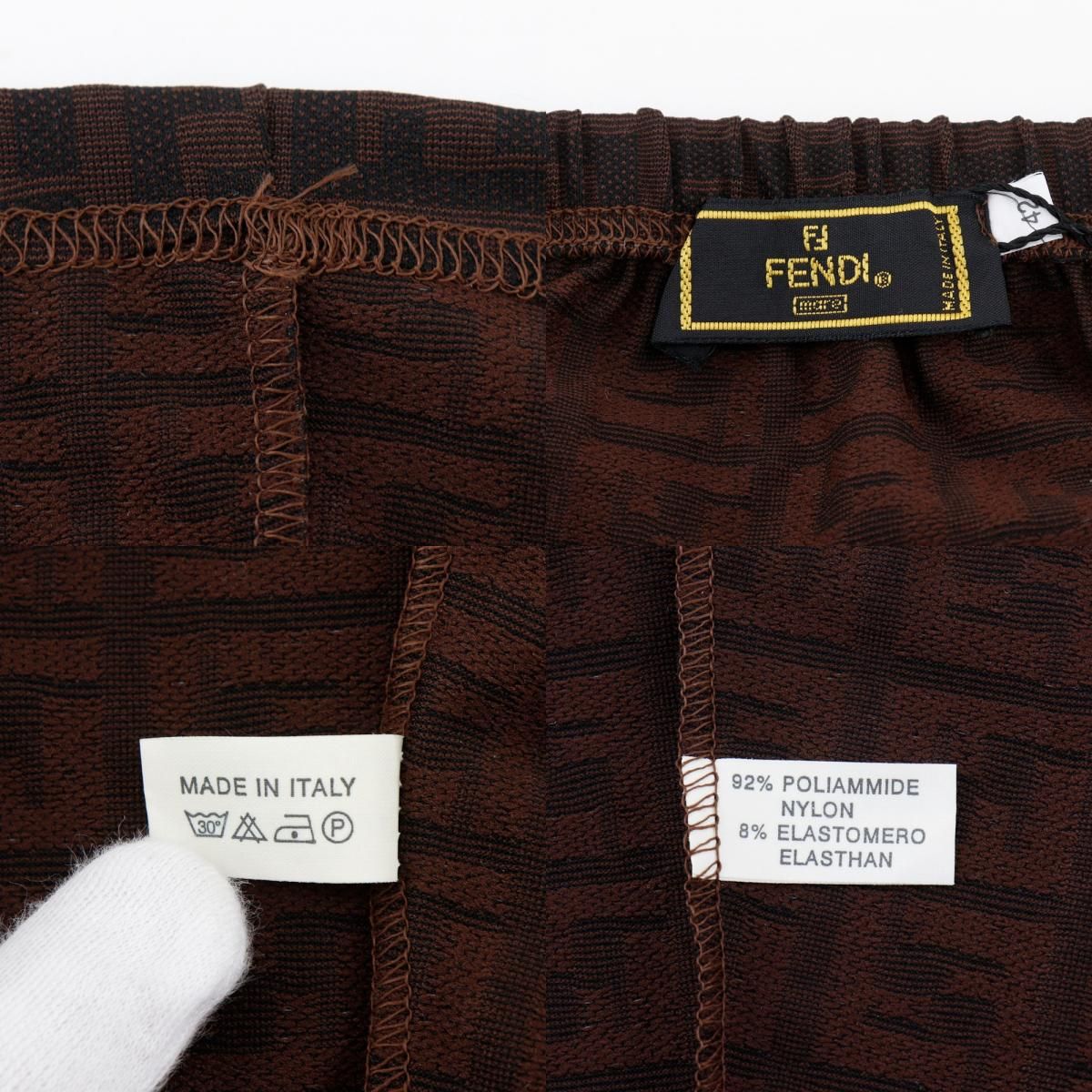 FENDI フェンディ ズッカ ナイロン 茶 レディース ミニスカート NICORILABO_COM