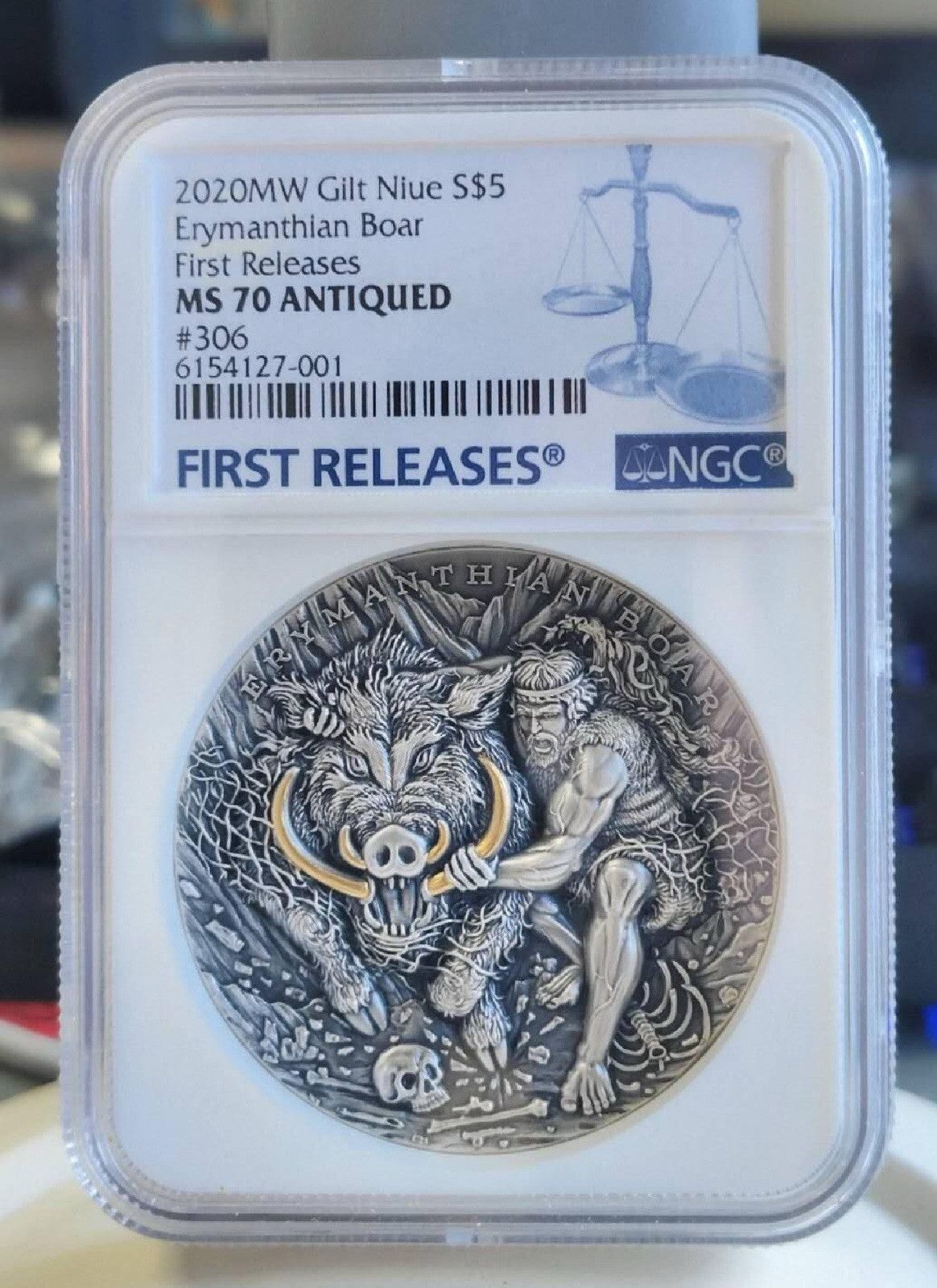 NGC MS70 Niue 2020 Twelve Labours of Hercules Erymanthian Boar Silver Coin 2oz