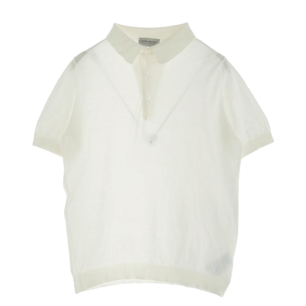 JOHN SMEDLEY ジョンスメドレー 英国製 コットン ニット ポロシャツ ホワイト系 S【中古】