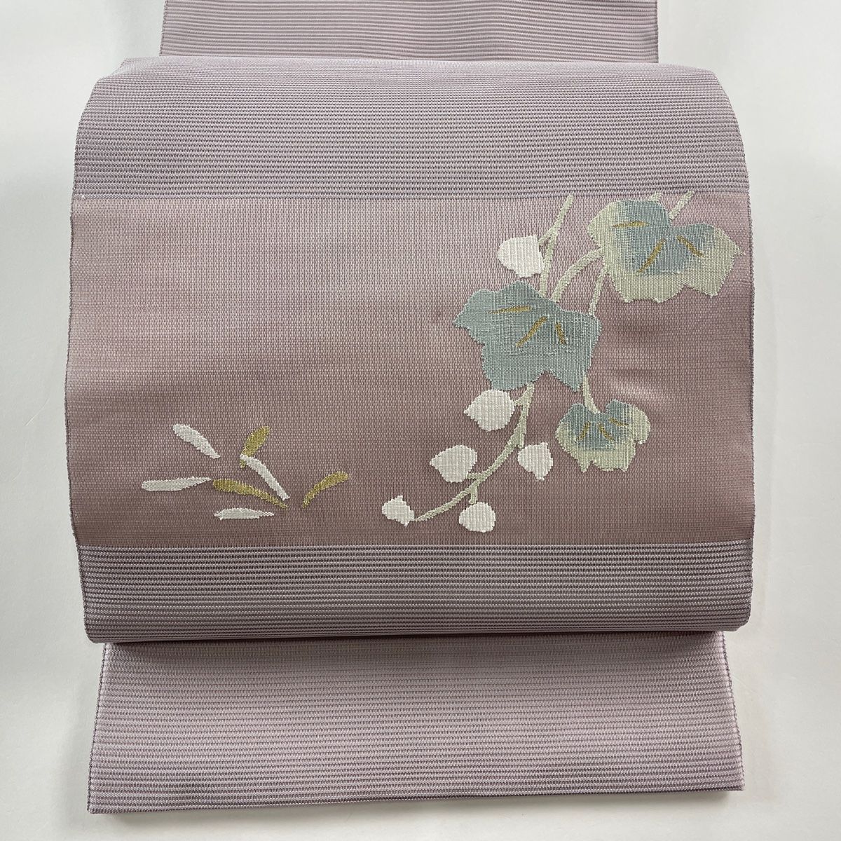 ⑥⑦②夏帯 草花 麻 袋帯 お太鼓 ⑥⑦②夏帯 品のある草花 麻 袋帯 お太鼓