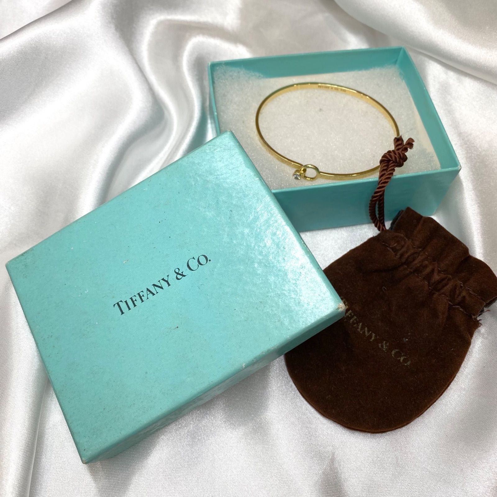 ティファニー TIFFANY-Co. フック-アイ ダイヤ バングル 17cm K18 YG イエローゴールド 750 ブレスレット Diamond Bracelet FORTGASGNV_COM_BR