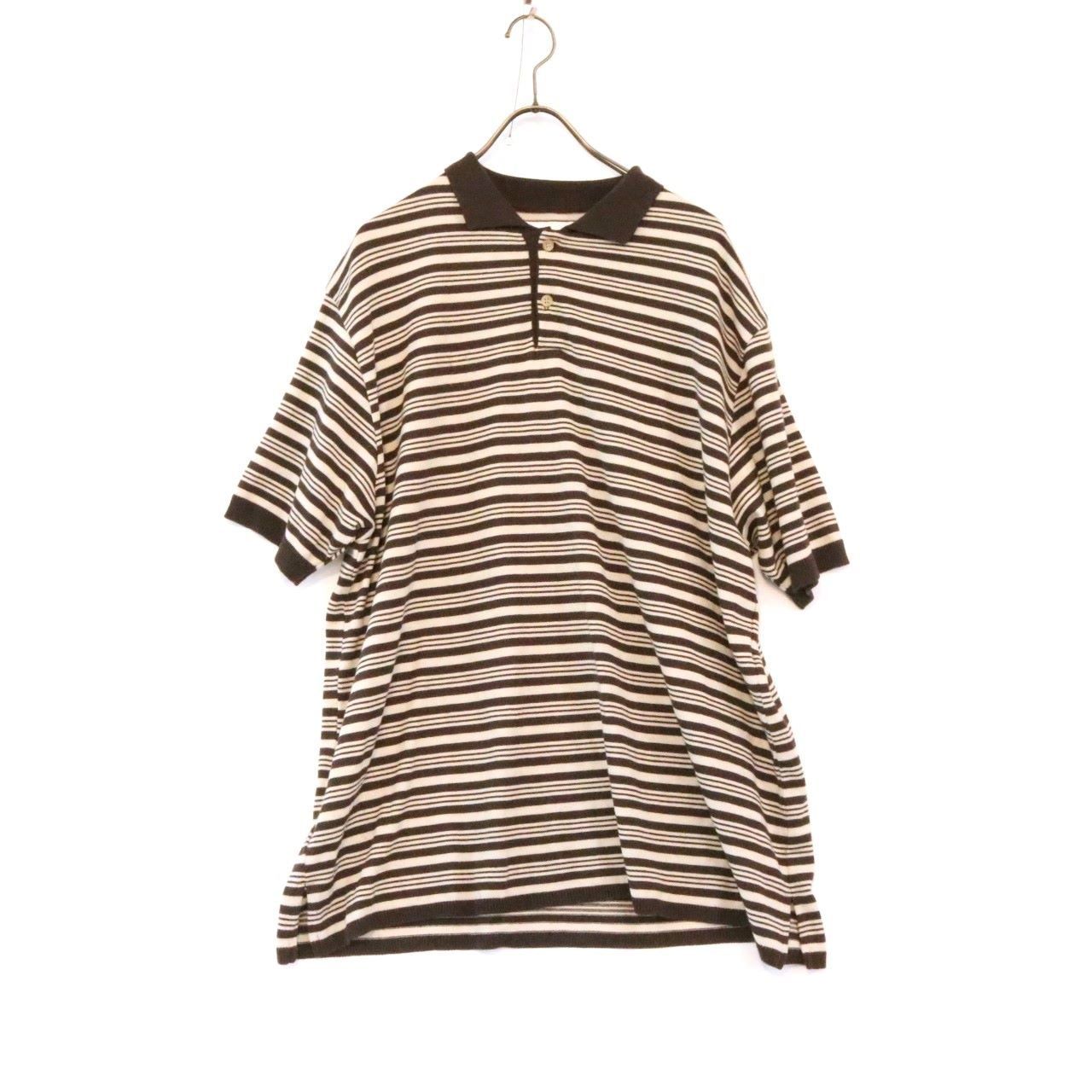 【中古A】wonderland ワンダーランド L メンズ ニットポロシャツ オーバイサイズ ビッグシルエット 茶色 ベージュ 中古A 古着