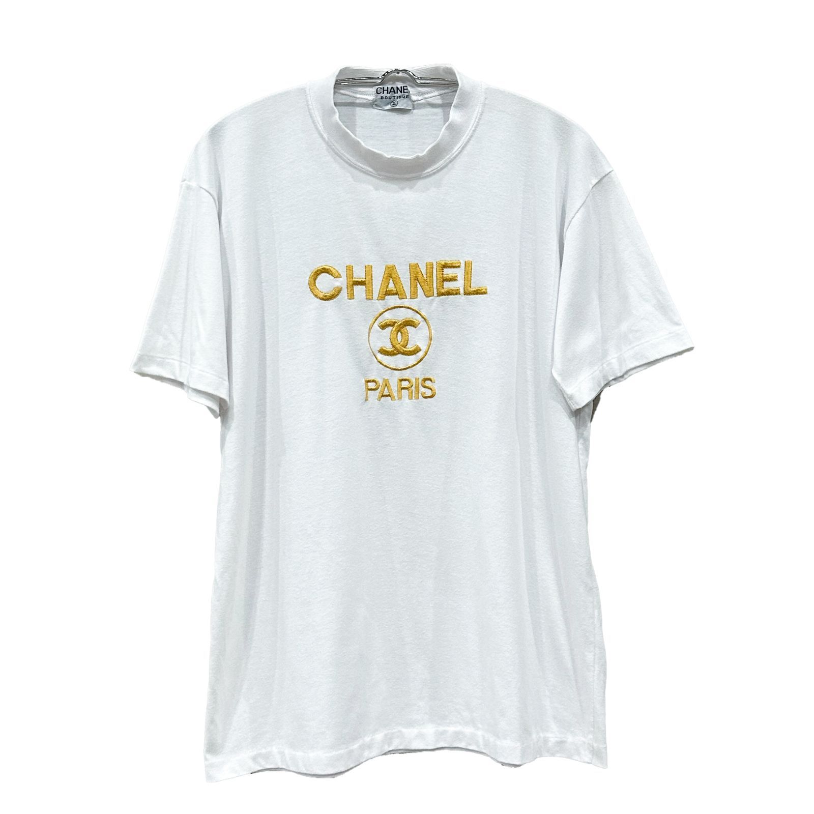 CHANEL Tシャツ　美品 美品】VINTAGE 90s CHANEL シャネル ロゴ 金刺繍 Tシャツ - メルカリ