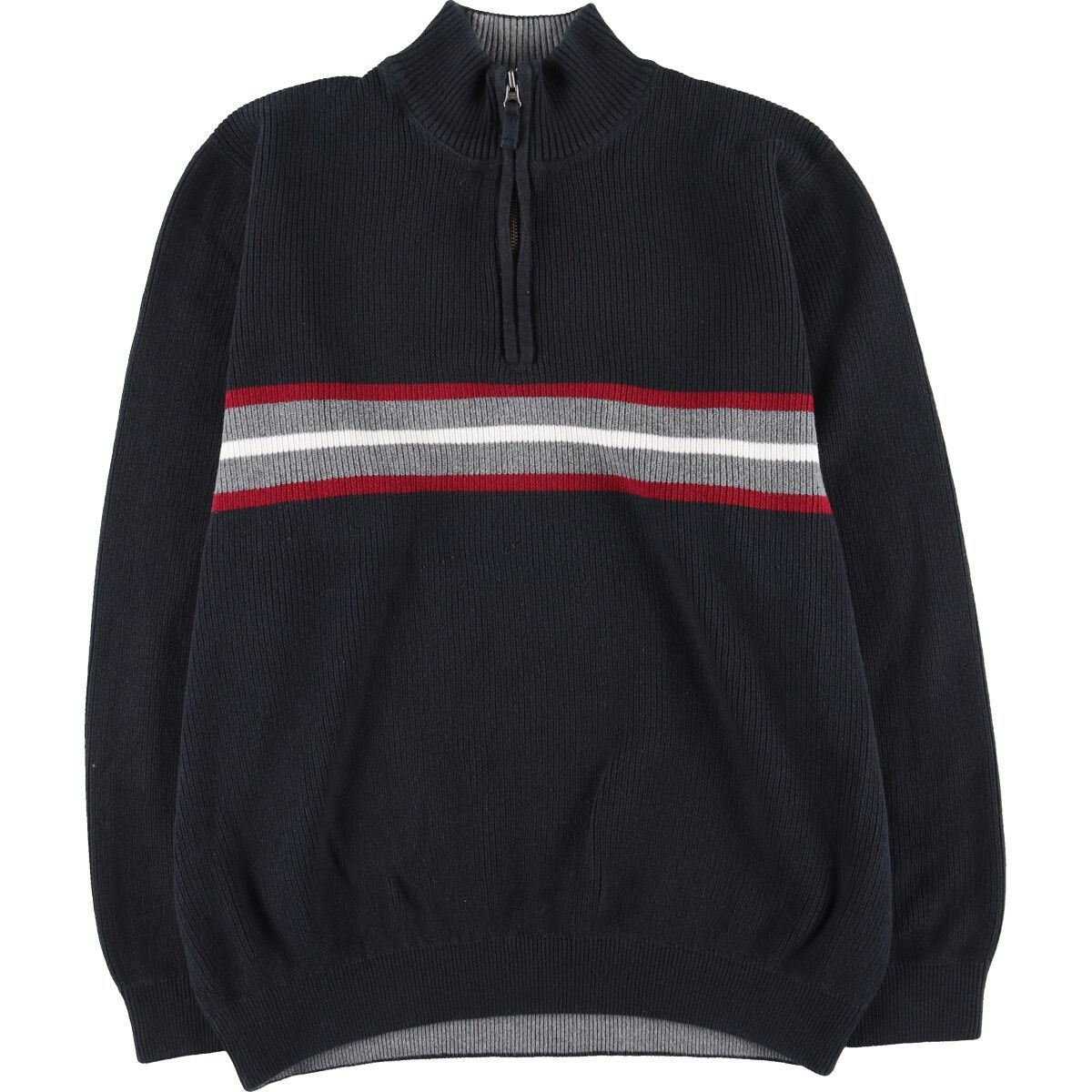 古着 エディーバウアー Eddie Bauer ライン入り コットンニットハーフジップセーター メンズXL/eaa398796