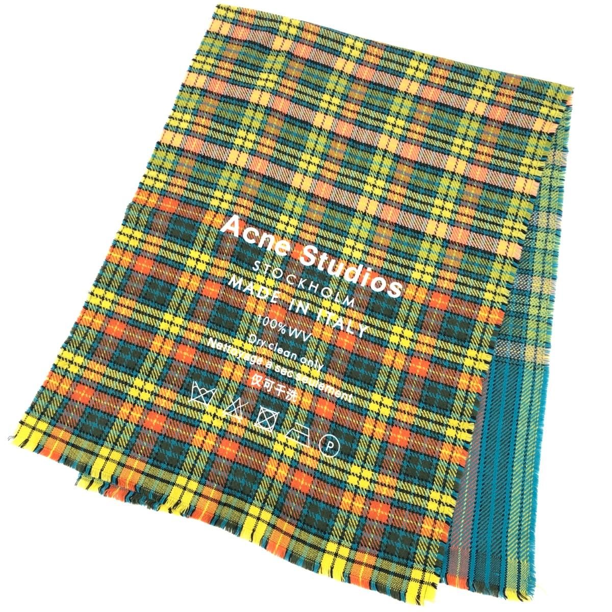 acne studios アクネストゥディオズ 大判ストール チェック柄 ロゴ