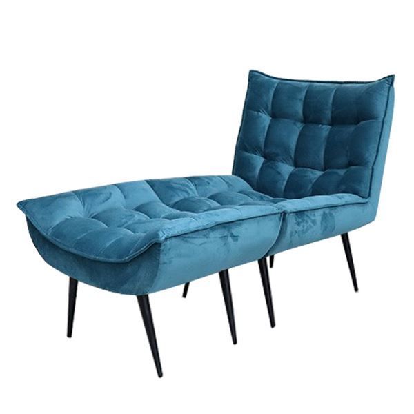 ソファー 約幅77cm 1人掛け マリンブルー オットマン付き キルティング加工