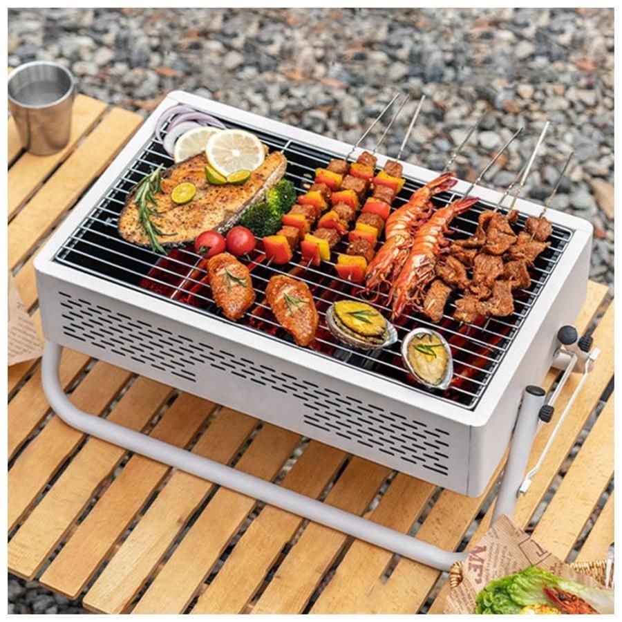バーベキューグリル bbq コンロ 小型 焚き火台 3人用 キャンプ 焼き台 アウトドア 携帯用 コンパクト 卓上 ロースタイル ソロキャンプ 軽量 炭火焼き ステンレス