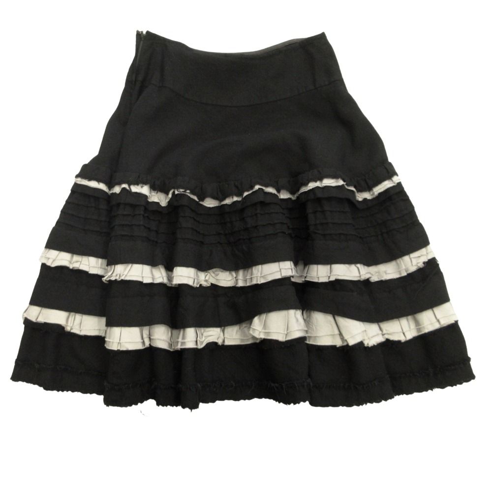 06aw tricot COMME des GARCONS トリココムデギャルソン 製品染め フ スカート ロング ティアード M 黒 ブラック レディース 古着