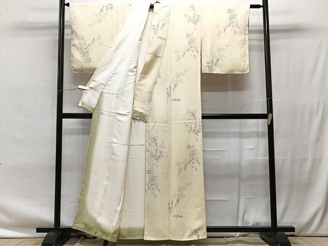 平和屋着物▽上質な小紋 単衣 草花文 正絹 逸品 CAAU3916xi
