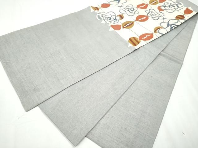 平和屋着物●全通柄袋帯　紬地　型染め　草花文　正絹　逸品　CAAY9887hy 平和屋着物○太鼓柄 京袋帯 紬地 型染め 草花文 正絹 逸品 CAAY9638hy