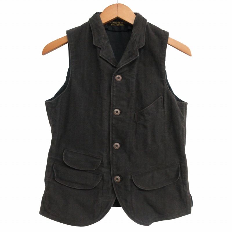 フリーホイーラーズ WHEELERS GREAT LAKES 初期型 JACKSON VEST ジャクソンベスト LATE 1800s TAILORED VEST モールスキン 先染め YARN-DYED BLACK スミクロ 34 約XS