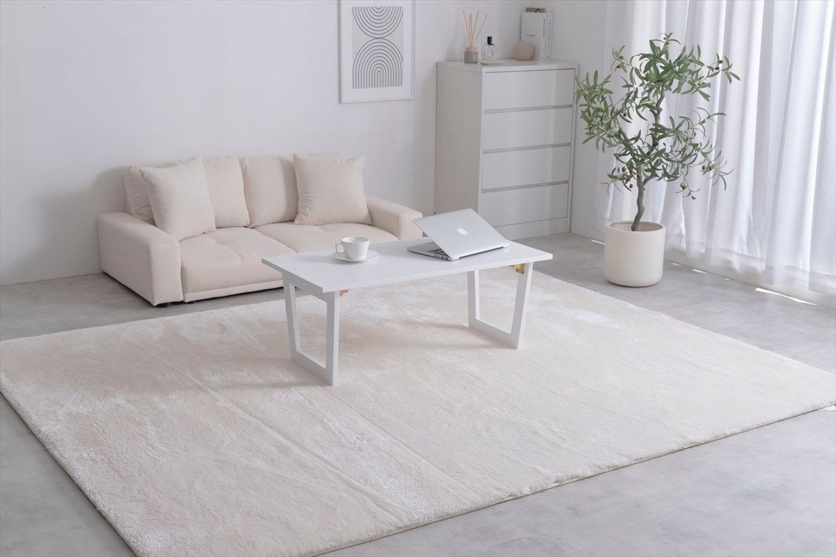 LOWYA リビングテーブル 長方形 ナチュラルホワイト（幅90cm） 幅90cm