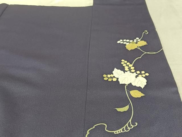 平和屋着物○創業460年・千總 訪問着 駒刺繍 桐 濃鼠色 金彩 高島屋  