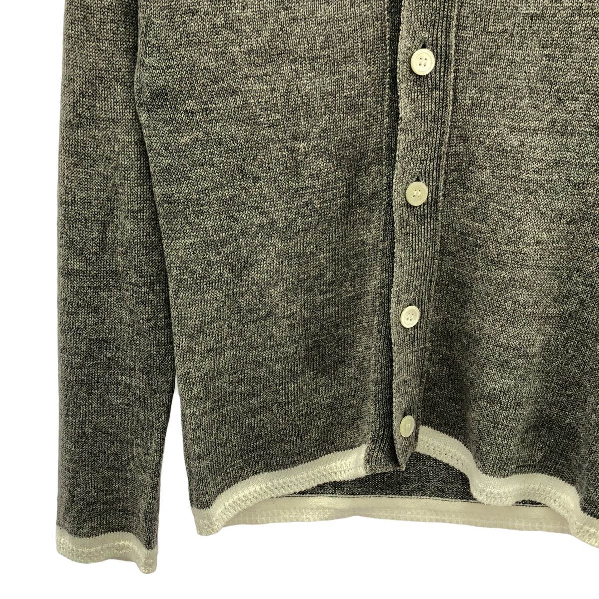 COMME des GARCONS SHIRT / コムデギャルソンシャツ | リネン バイカラー ニット カーディガン | XS | グレー/ホワイト | レディース COMME des GARCONS SHIRT / コムデギャルソンシャツ | リネン バイ