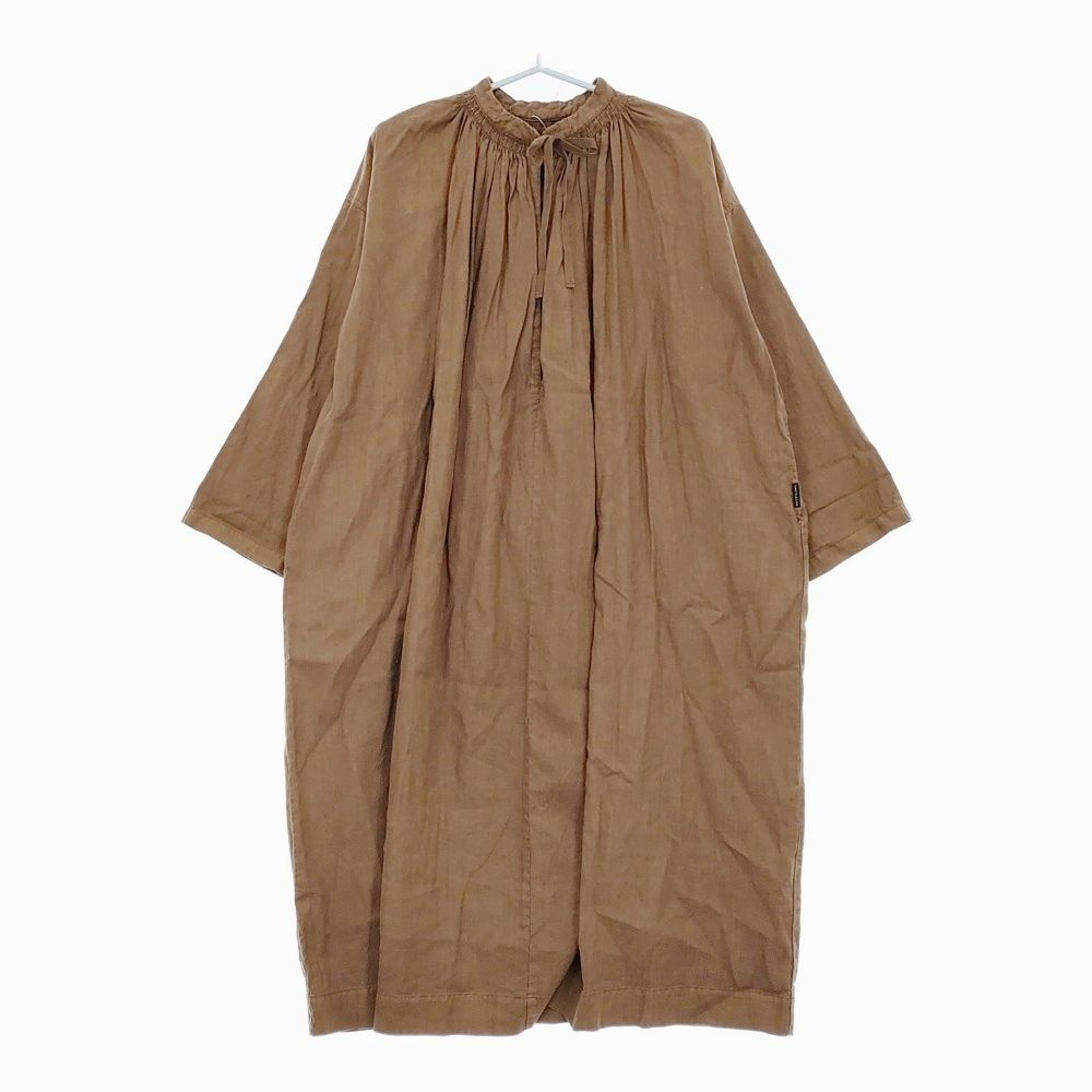 nest Robe 01224-1274 UpcycleLino エシカルダイチャーチドレス 定価33000円 ワンピース ブラウン レディース ネストローブ 5-0408M♪