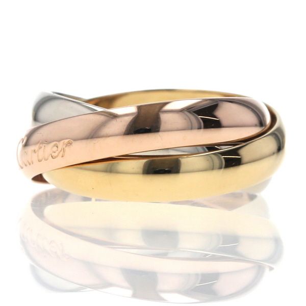 Cartier カルティエ K18YG K18WG K18PG トリニティ リング 3連