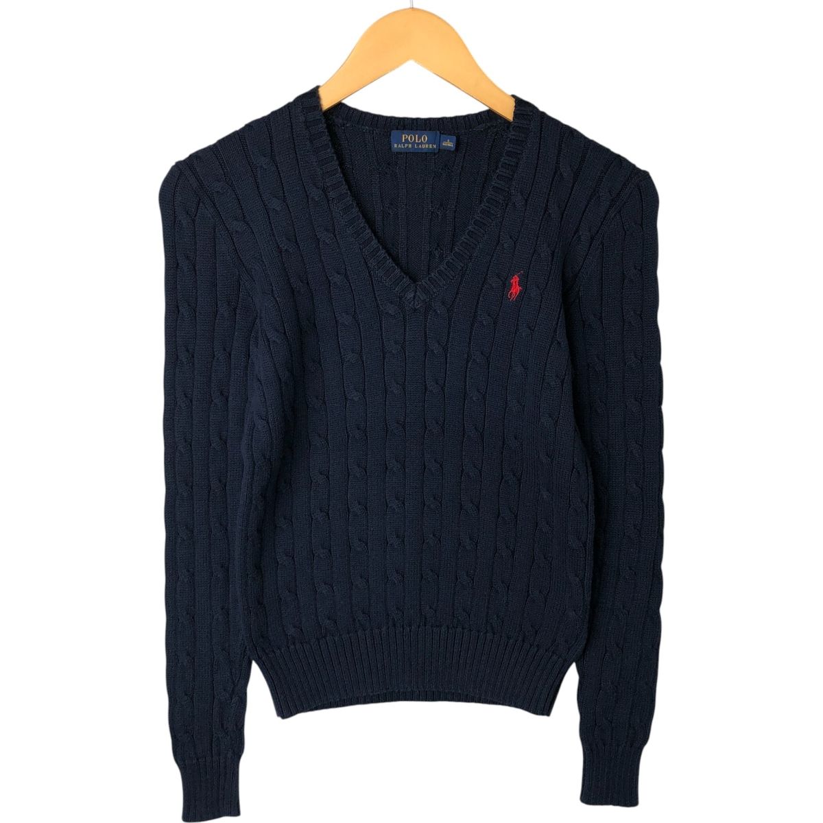 古着 ラルフローレン Ralph Lauren POLO RALPH LAUREN ケーブル編み Vネック コットンニットセーター レディースS相当 /eaa549015 POLO RALPH LAUREN（ポロ・ラルフローレン） ニット セーター ケーブル