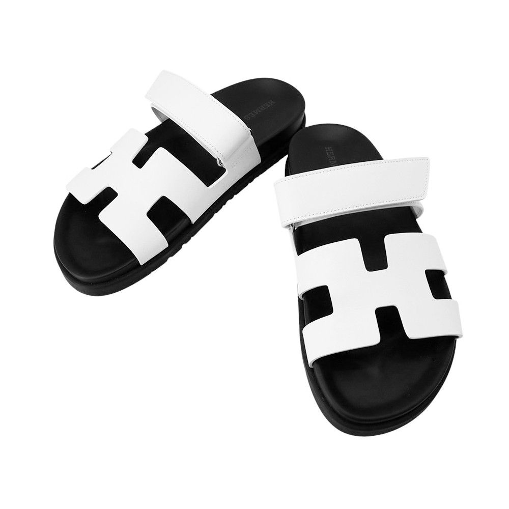 エルメス サンダル シプレ カーフレザー レディースサイズ38.5 HERMES 靴 黒 白