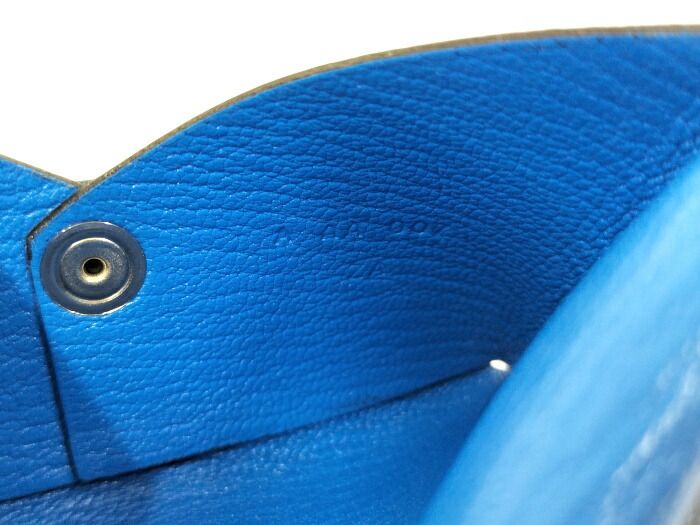 HERMES カルヴィ 名刺入れ シェーブル ブルー A刻印 エルメス カード  