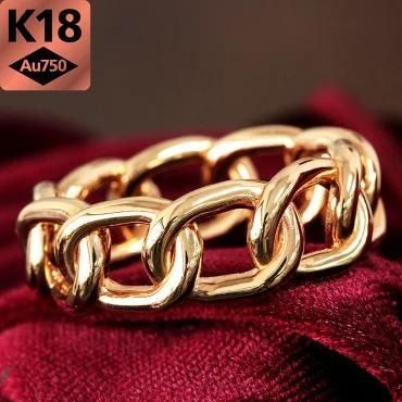 ボリューム満点！18金 チェーン デザイン リング K18 PG 指輪 - メルカリ