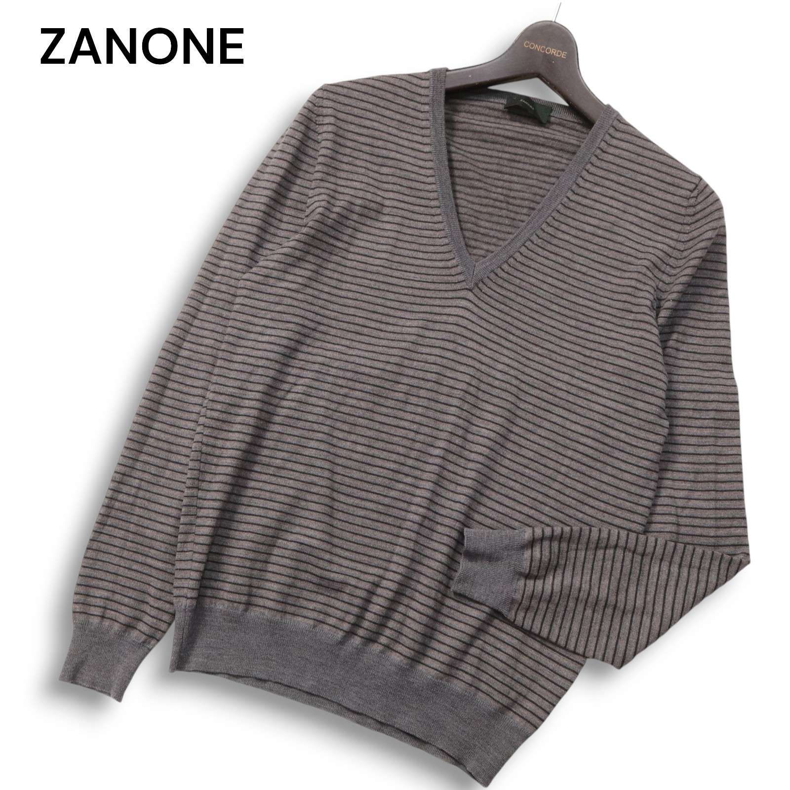 ZANONE ザノーネ 秋冬☆ フレックス ウール ボーダー Vネック 長袖 