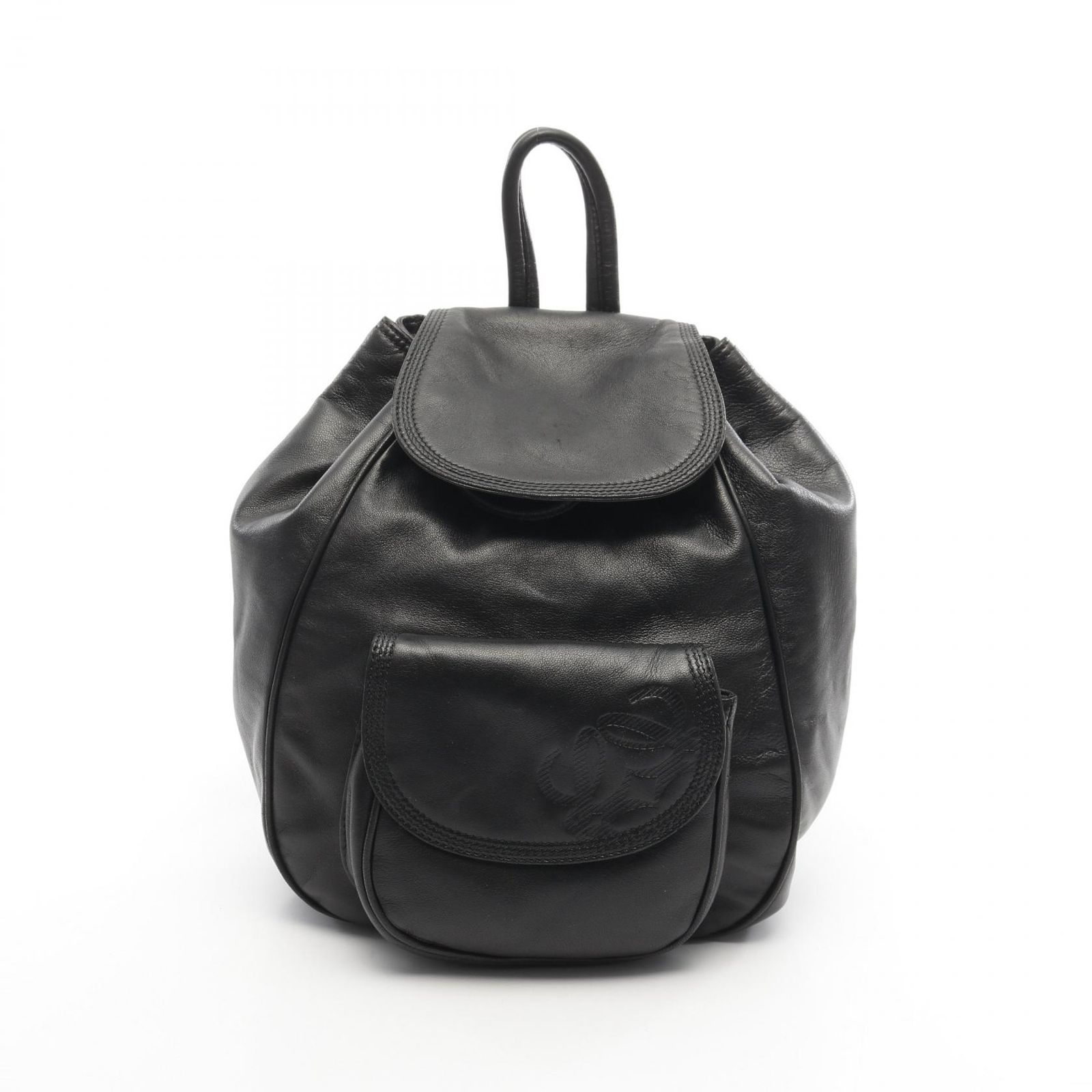 ロエベ/ ミリタリー バックパック/ ブラック ロエベ ミリタリー レザー バックパック/リュック ブラック Aランクの