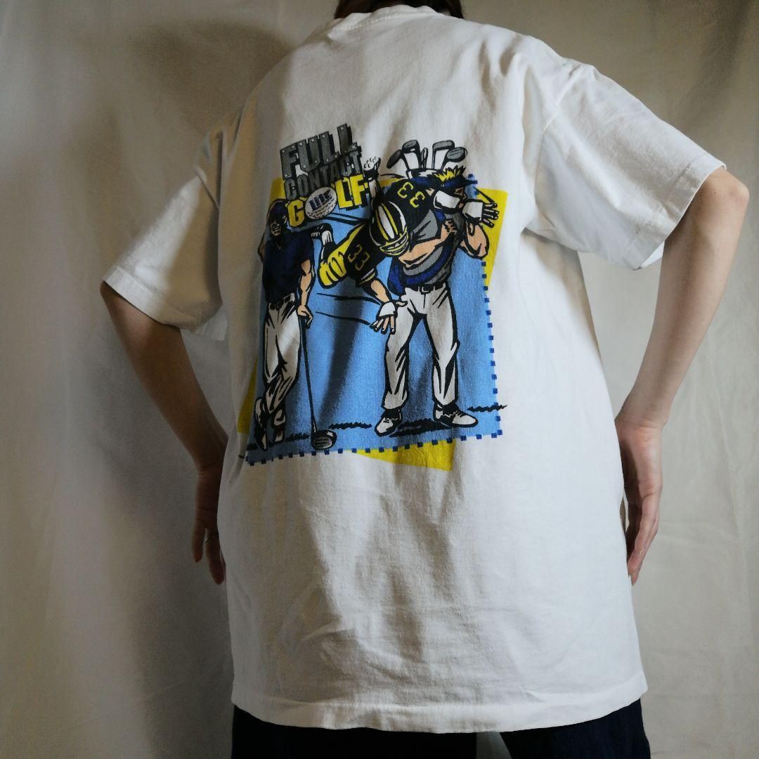 90sバックプリントTシャツ ミラーライトビール 企業ロゴ 白T