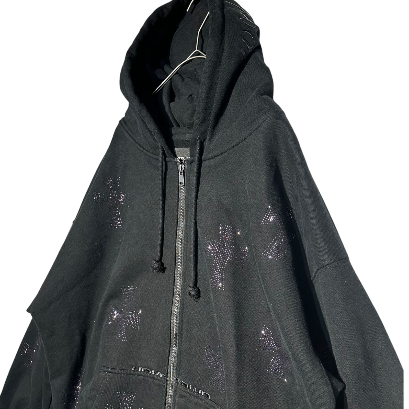 Unknown london(アンノウンロンドン) Cross Rhinestone Zip Up Hoodie 