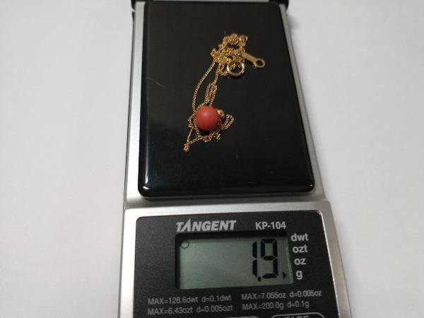 K18 ゴールド 全長約40cm 総重量約1.9g 赤珠 ネックレス - メルカリ