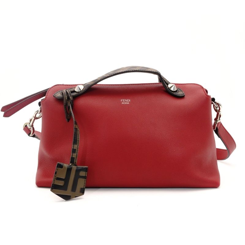フェンディ FENDI バイザウェイ ミディアム レッド 2way 赤 ハンドバッグ ショルダー FFロゴ ズッカ 7-8-796