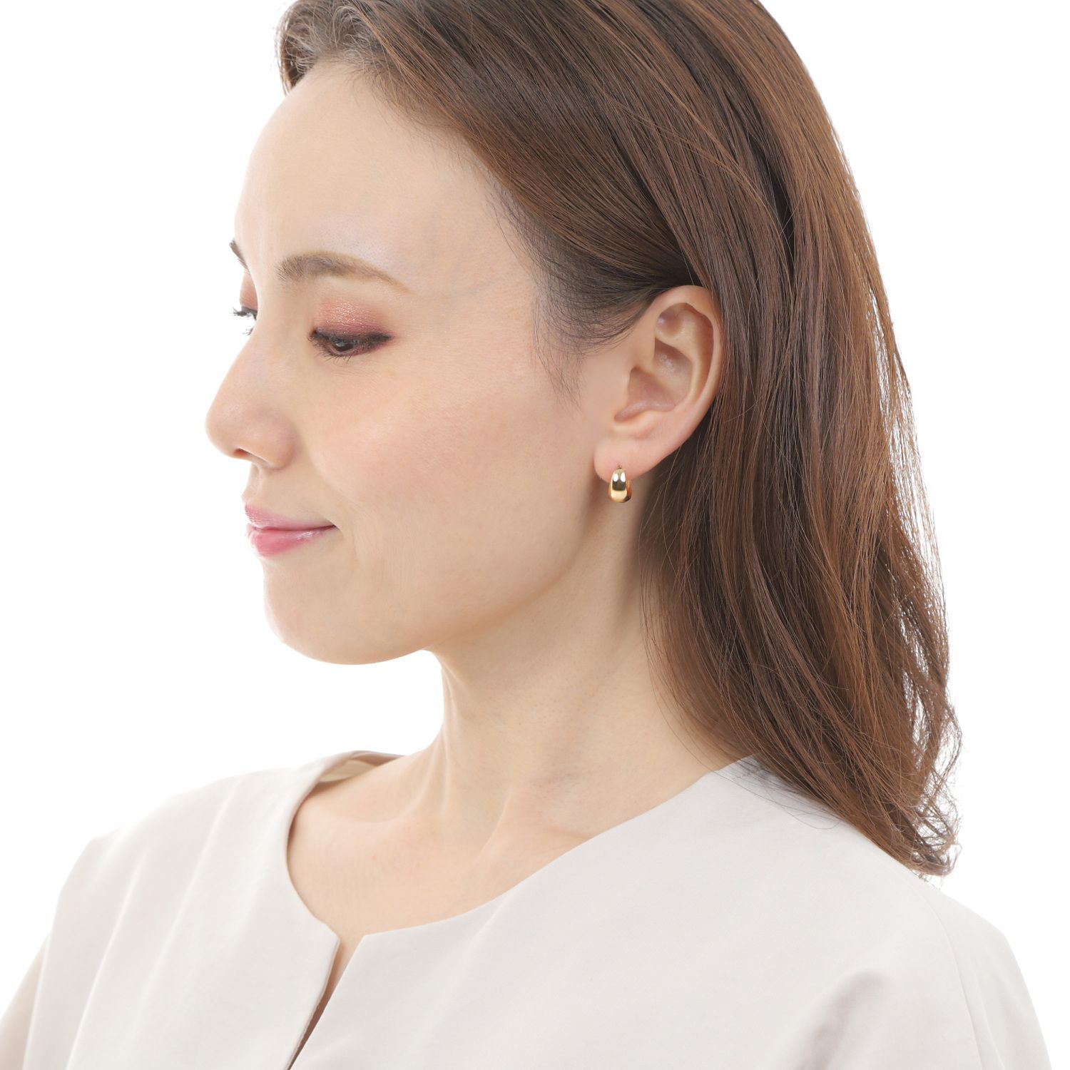 フープピアス K18 三日月型 地金＊18金【10×13mm 月甲フープ