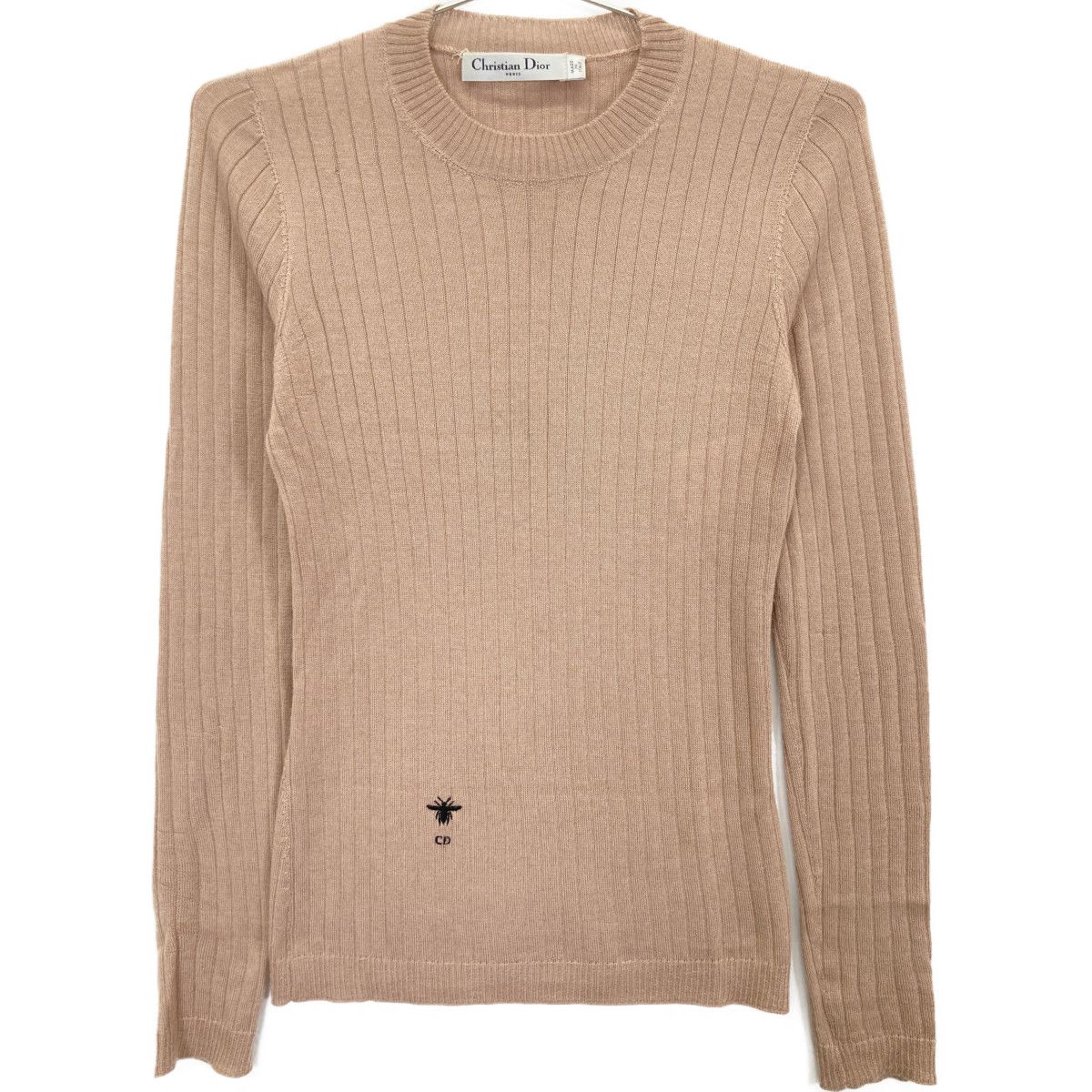 Christian Dior クリスチャンディオール 844S81AM115 ブラウン カシミヤシルク BEE刺繍 クルーネックニット 34