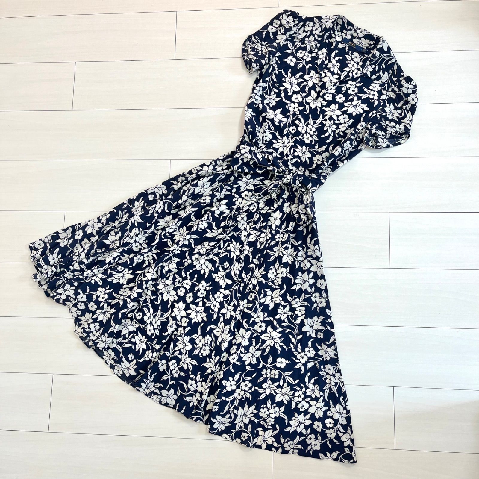 美品 POLO RALPH LAUREN 花柄ワンピース Aライン ドレス ポロ ラルフ