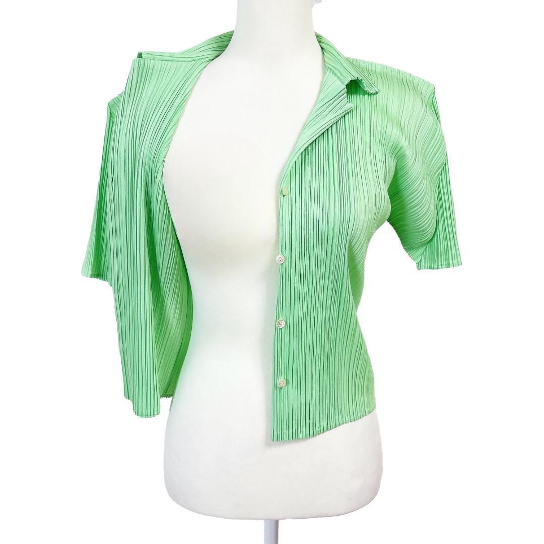 プリーツプリーズ イッセイミヤケ シャツ ブラウス 3 ライトグリーン NICORILABO_COM