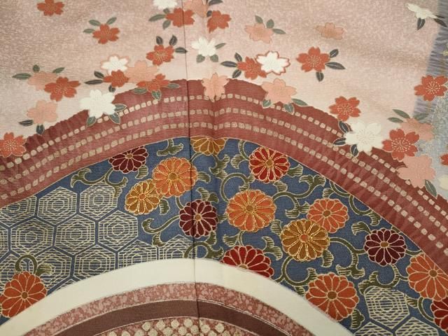 平和屋着物○訪問着 更紗鳥獣文 暈し染め 正絹 逸品 AABB3661ph 平和屋