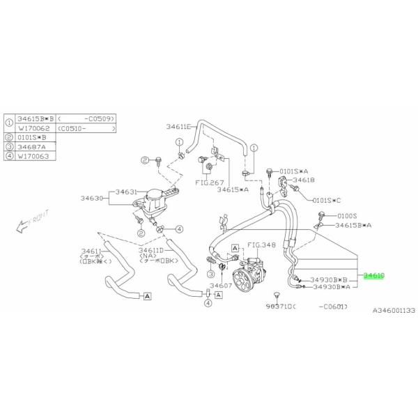 スバル純正 GVB|GVF|GRB|GRF C〜E WRX STI VAB インプレッサ 高圧側 パワステホース ASSY パワーステアリング