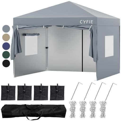 CYFIEタープテント3mx3m/3mx6m(強化型!)サイドシート付高さ3段階調節扉