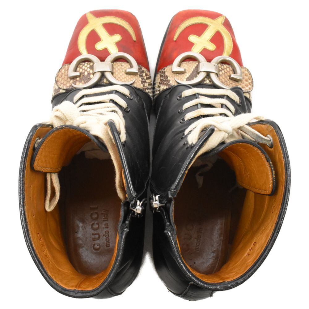 GUCCI (グッチ) ピアスドムーン ジップブーツ 483937 柄 スクエアトゥ 