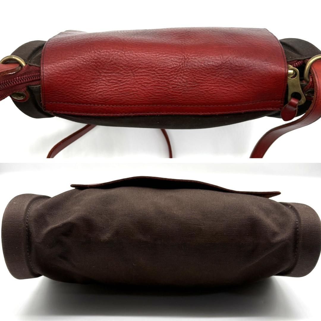 イルビゾンテ　ショルダーバッグ　メッセンジャー　レザー　ダークブラウン 良品】IL BISONTE イルビゾンテ ショルダーバッグ レザー