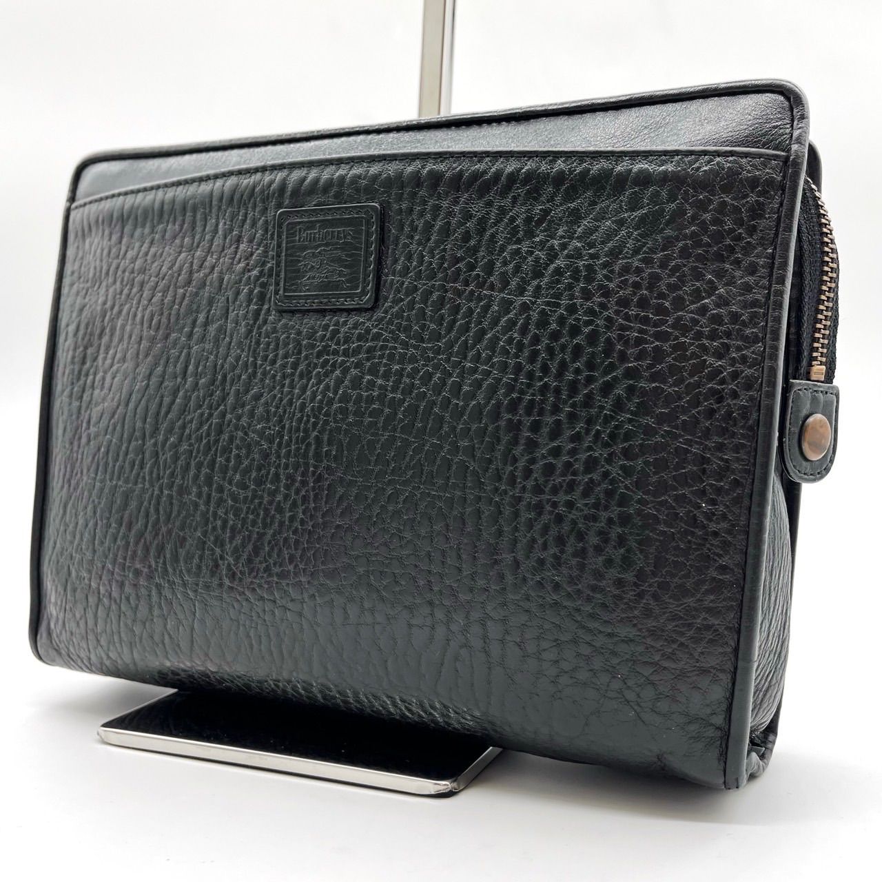 未使用！Burberry ヴィンテージ　 クラッチバッグ　ブラウン　ゴールド 未使用 BURBERRY クラッチバッグ シボレザー 鍵完備