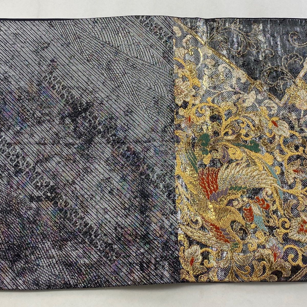 袋帯 秀品 鳳凰 華文 銀糸 箔 銀色 六通 正絹 【中古】 - メルカリ