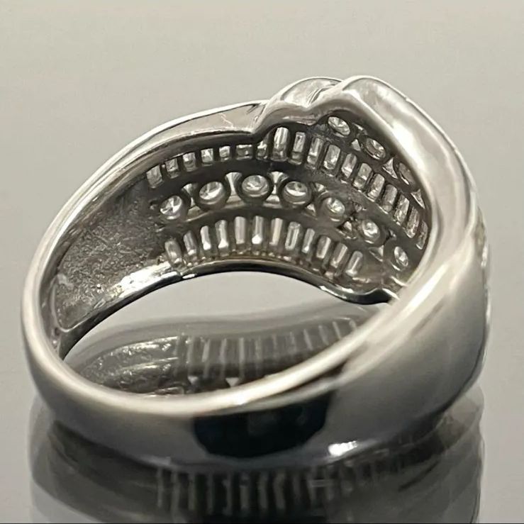 ダイヤモンド 1.00ct プラチナ テーパー ダイヤ 幅広 リング 指輪 天然