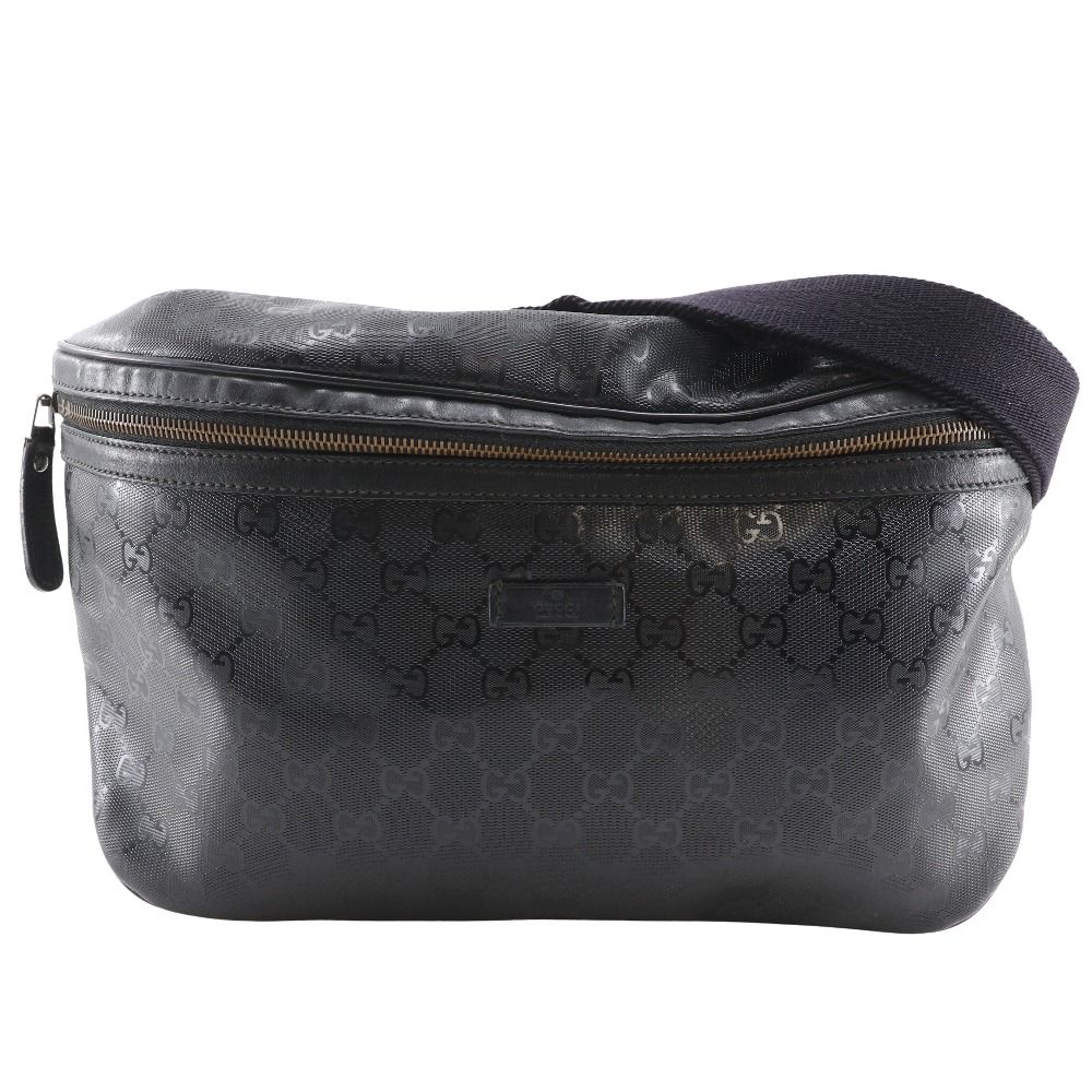 GUCCI グッチ ベルトバッグ ミディアム GGインプリメ ボディバッグ 211110 PVC 黒 メンズ ウエストバッグ