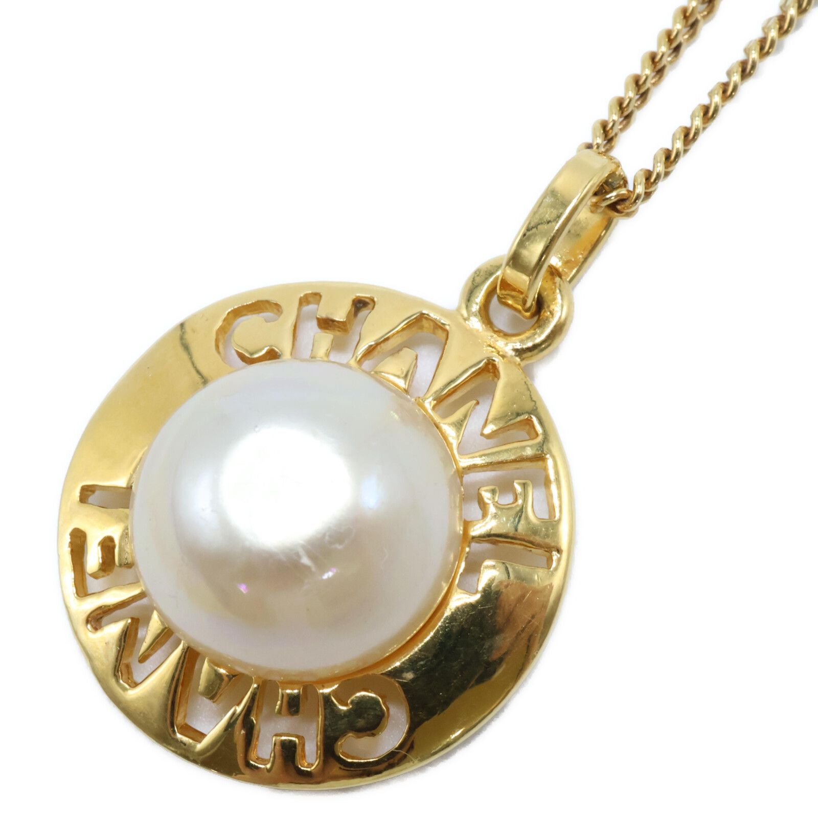 CHANEL シャネル 【美品】3735 イミテーションパール ロゴ トップ  