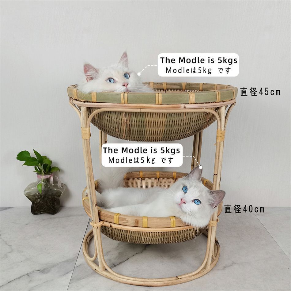 人気推薦◆ペット 竹製品 竹細工 ペット用 残り 猫 小型犬 ハンドメイド 猫 巣 犬 巣 編物二重猫の巣 手編み 通気 涼しい 夏C