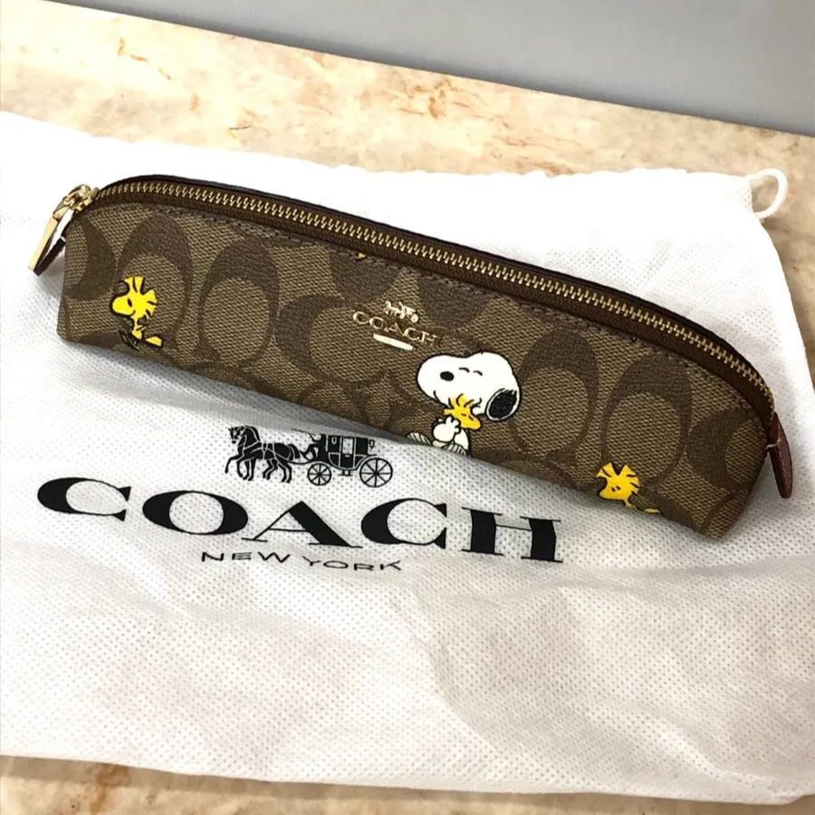 極美品 大人気 コーチ シグネチャー スヌーピー ペンケース COACH - 【COACH X PEANUTS】ペンシル ケース・シグネチャー