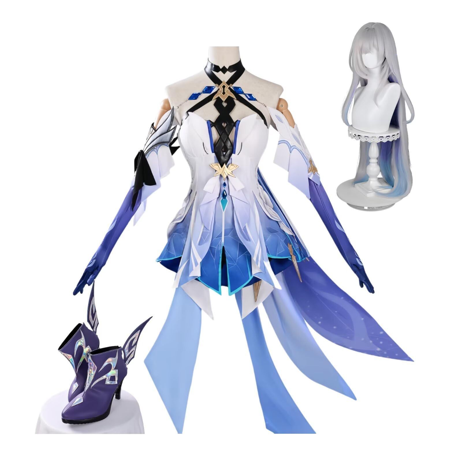 五次元 高品質 スカーク コスプレ 衣装 原神 アクセサリー ウィッグ 靴付き コスプレ用衣装 コスチューム 仮装 cosplay BJ0925ML04