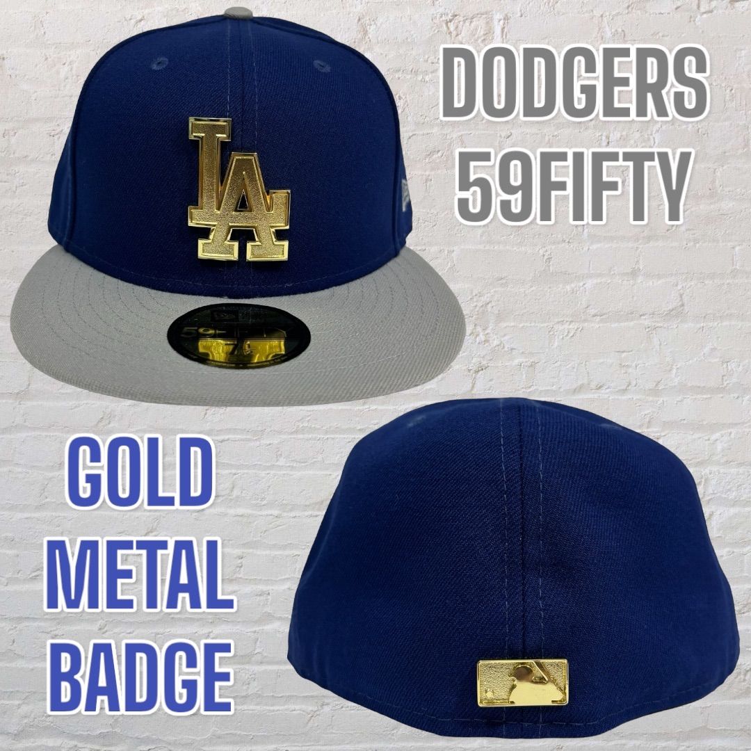 新品71/2 ゴールドメタルバッジロサンゼルス・ドジャース2トーンカラーニューエラ59FIFTY NEW ERA DODGERS GOLD 日本未発売