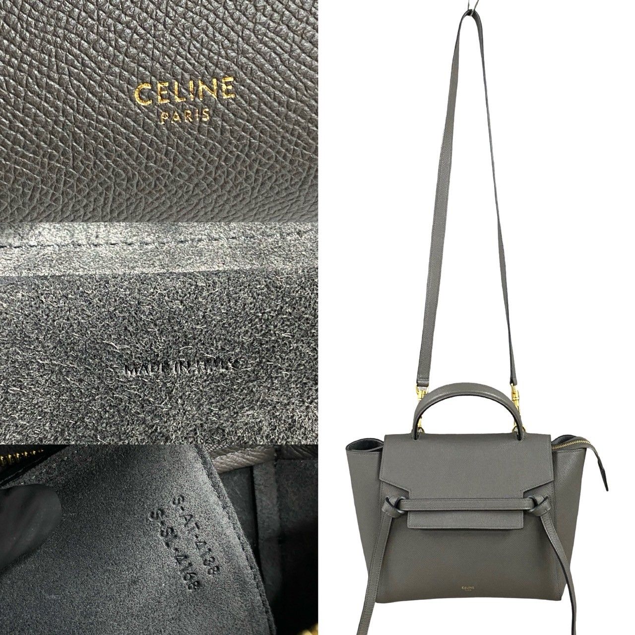 ほぼ未使用 袋付 CELINE セリーヌ ベルトバッグ マイクロ レザー 本革 